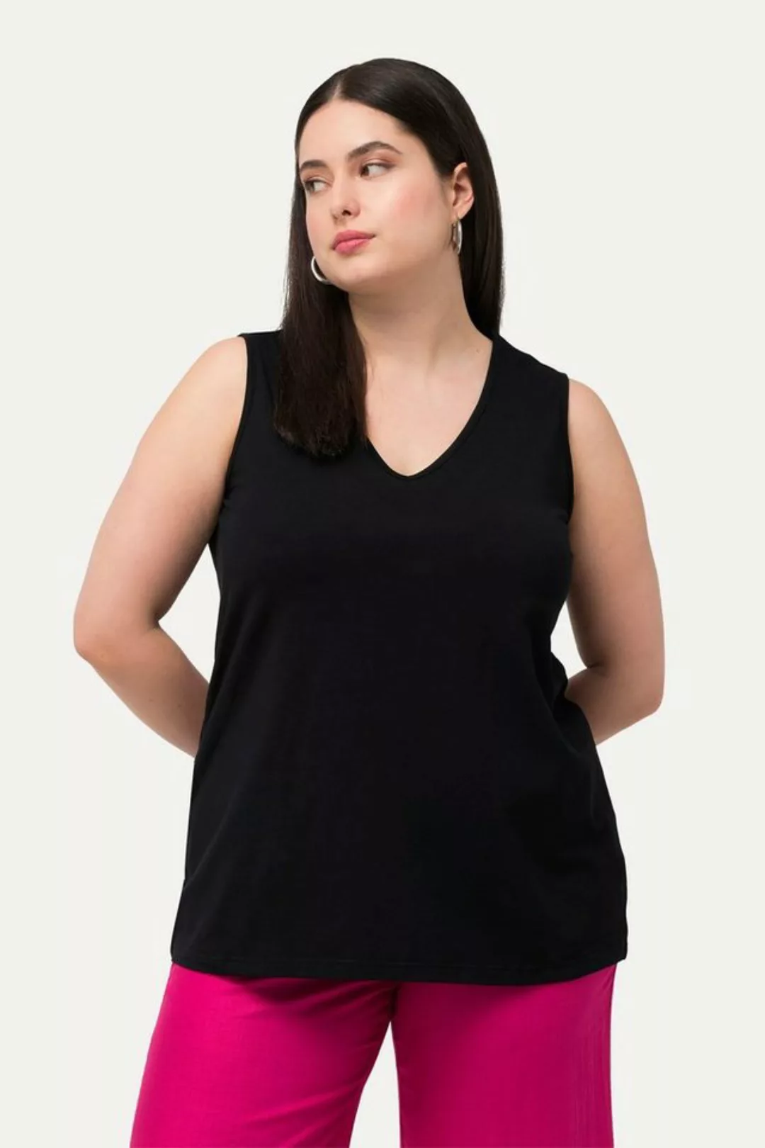 Ulla Popken Longtop Top Classic V-Ausschnitt ärmellos günstig online kaufen