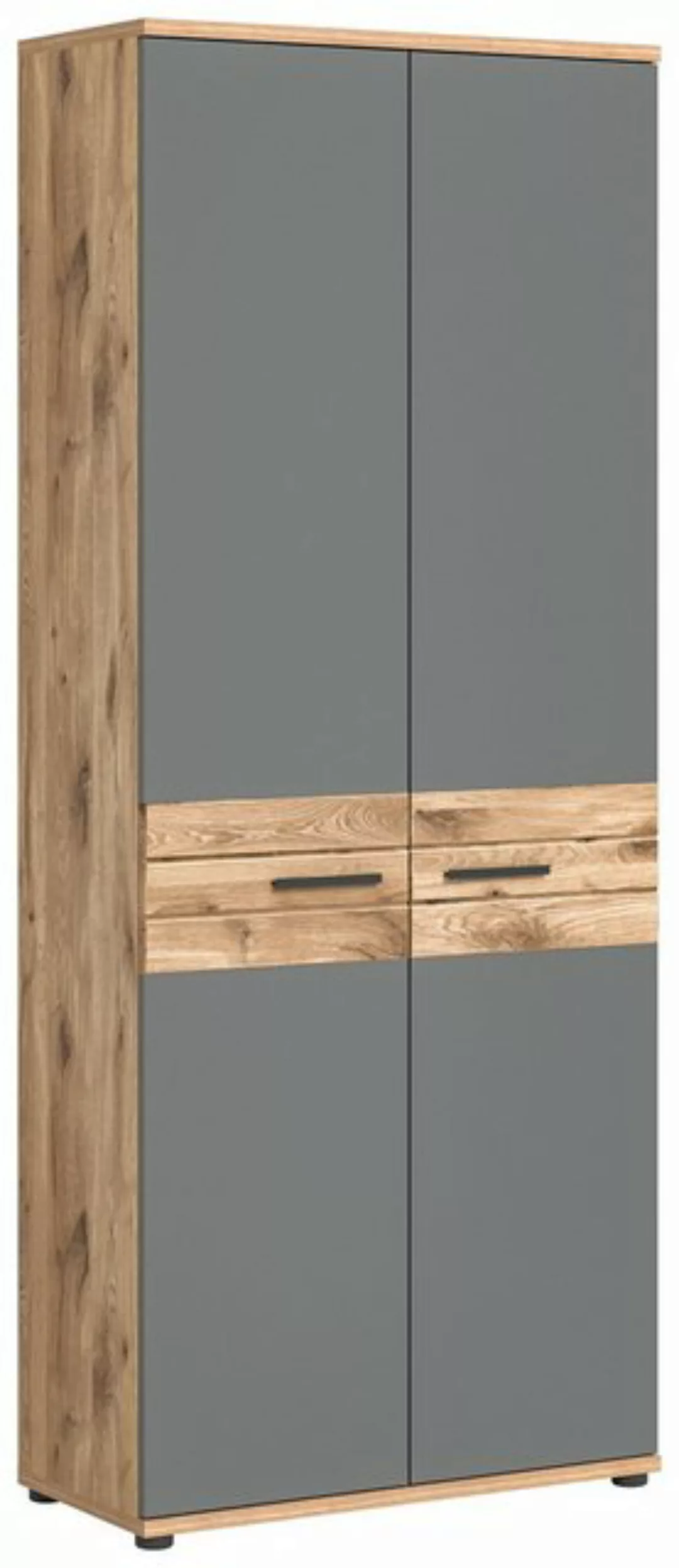 freiraum Aktenschrank Mason in Nox Oak / Basalt Grau - 80x199x37cm (BxHxT) günstig online kaufen