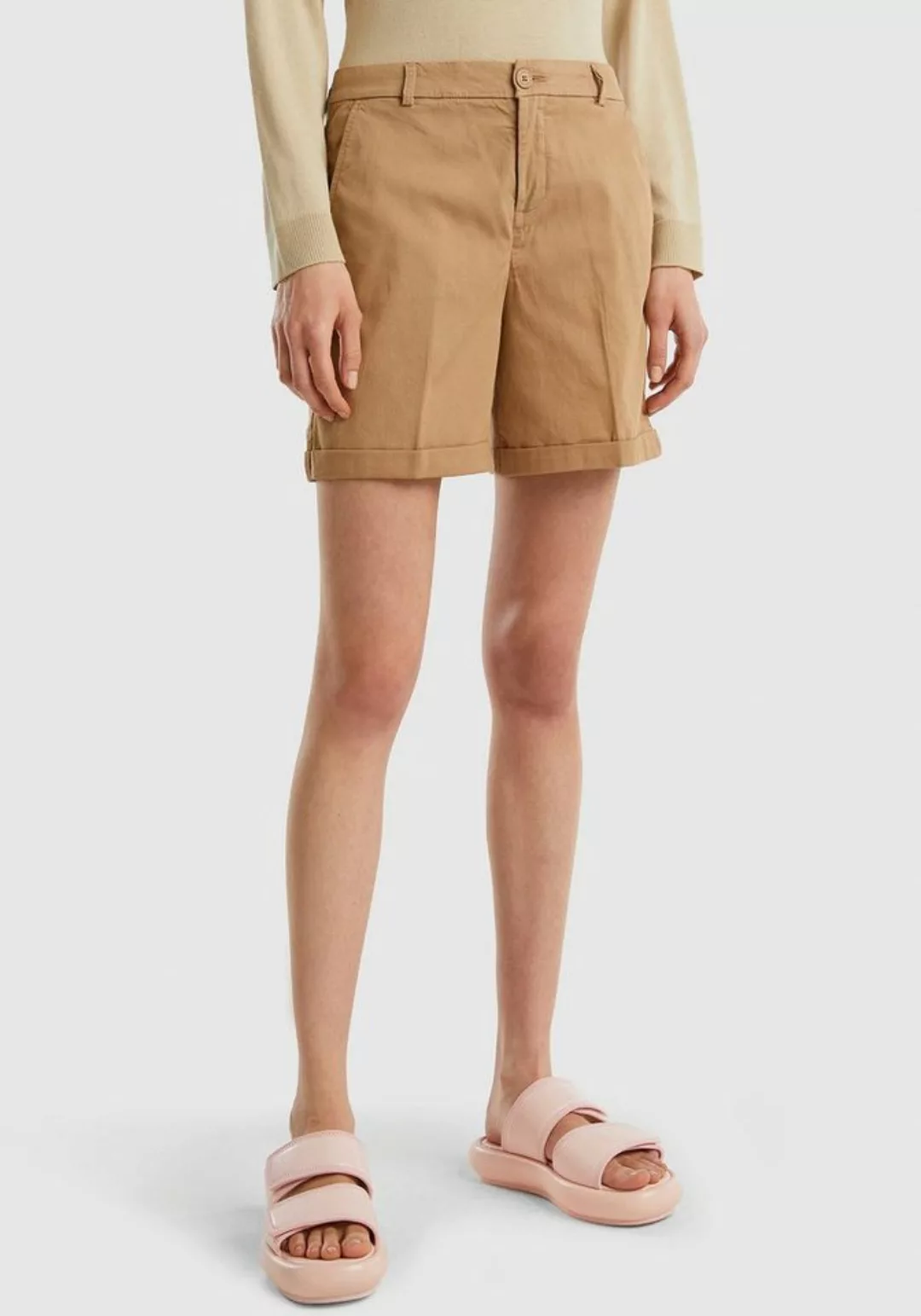 United Colors of Benetton Bermudas mit kleinem Umschlag am Saum günstig online kaufen