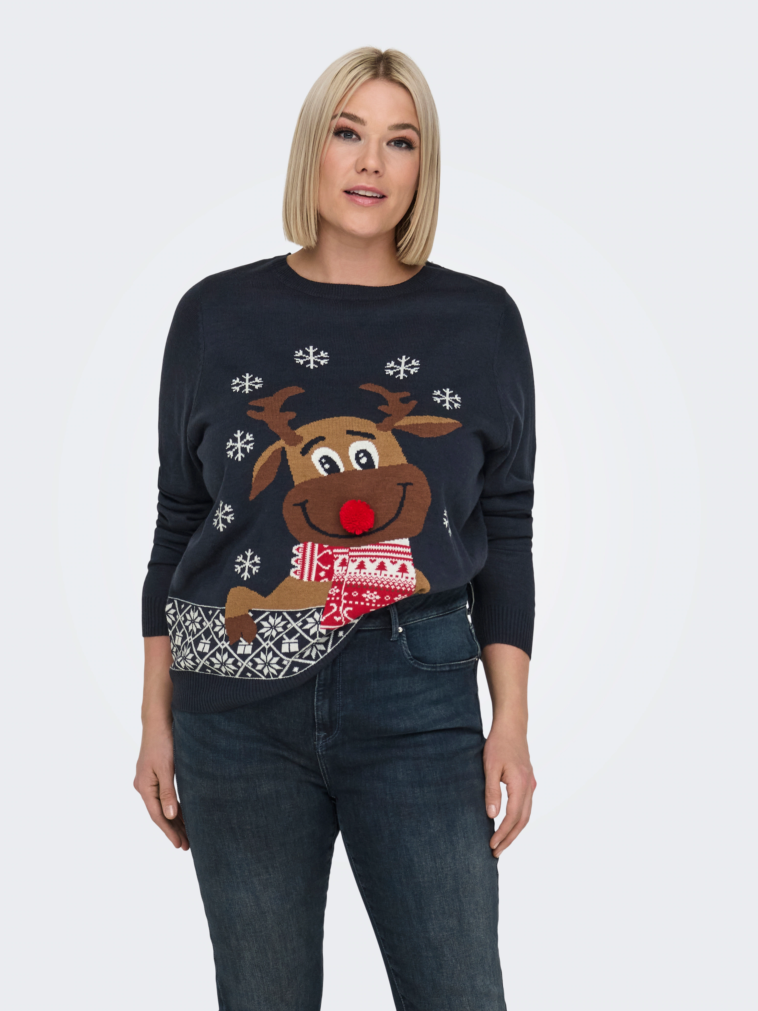 ONLY CARMAKOMA Weihnachtspullover "CARXMAS LS O-NECK MIX DETAIL BOX KNT" günstig online kaufen