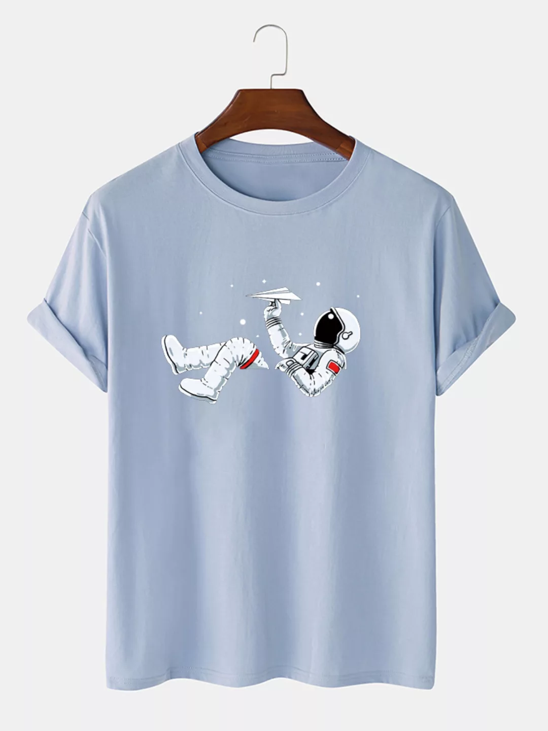 Herren 100% Baumwolle Astronaut Printed Casual Kurzarm T-Shirt günstig online kaufen