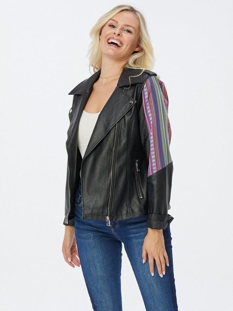 Sarah Kern Bikerjacke Lederimitatjacke figurbetont mit Stoffdetails an den günstig online kaufen