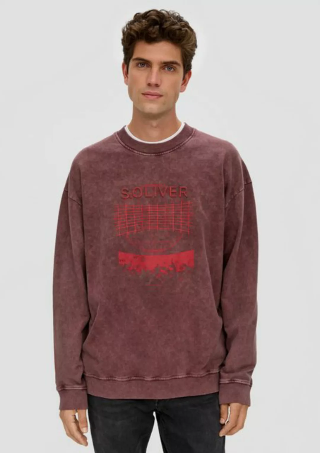 s.Oliver Sweatshirt Gewaschenes Sweatshirt mit Grafik-Print Garment Dye günstig online kaufen