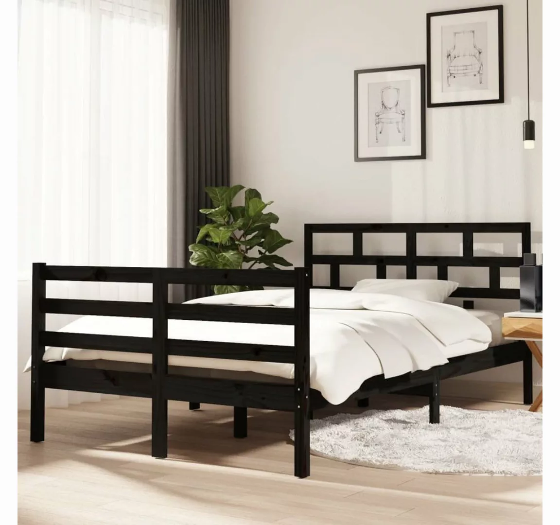 furnicato Bett Massivholzbett Schwarz Kiefer 120x200 cm günstig online kaufen