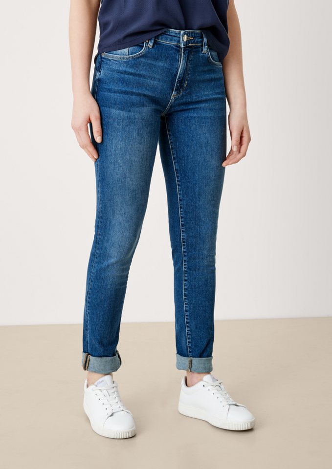 s.Oliver 5-Pocket-Jeans Jeans Betsy / Slim Fit / Mid Rise / Slim Leg Leder- günstig online kaufen