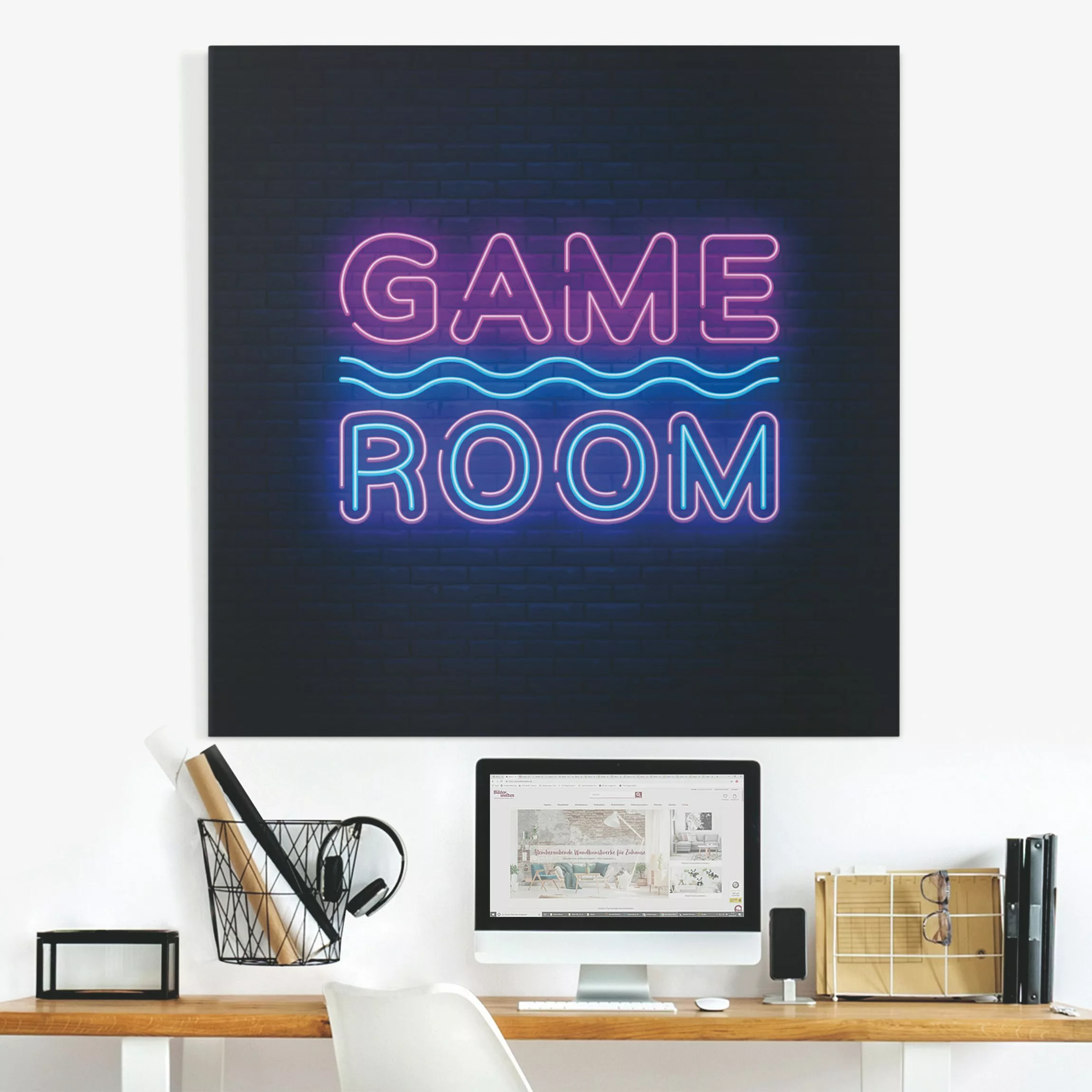 Leinwandbild Neon Schrift Game Room günstig online kaufen