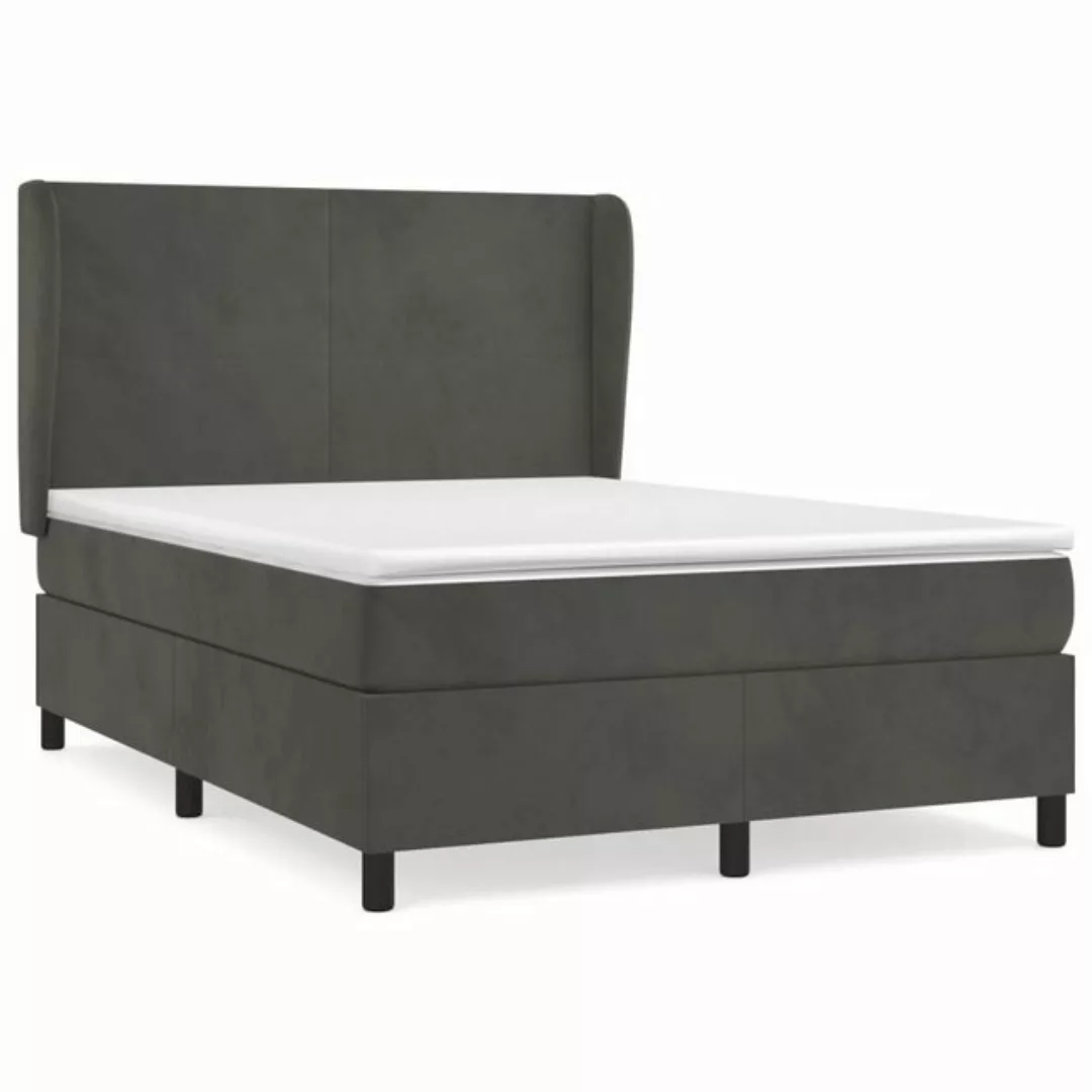 vidaXL Bettgestell Boxspringbett mit Matratze Dunkelgrau 140x190 cm Samt Be günstig online kaufen