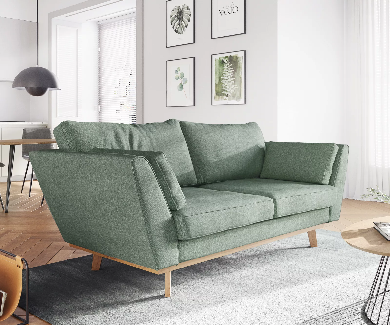 Sofa Mena Mikrofaser Grün 180x90 cm 2-Sitzer günstig online kaufen