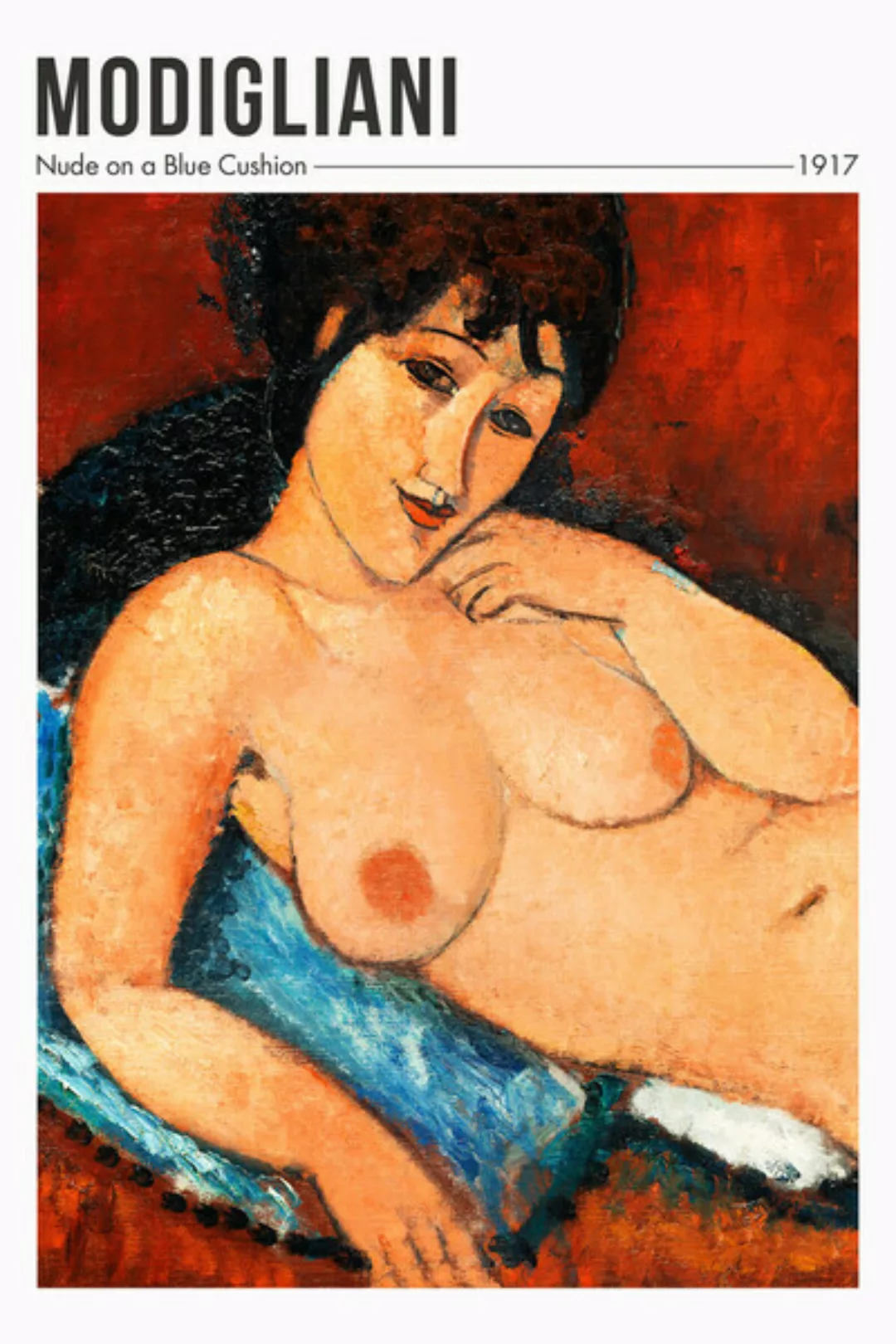 Poster / Leinwandbild - Nude On A Blue Cushion By Modigliani günstig online kaufen