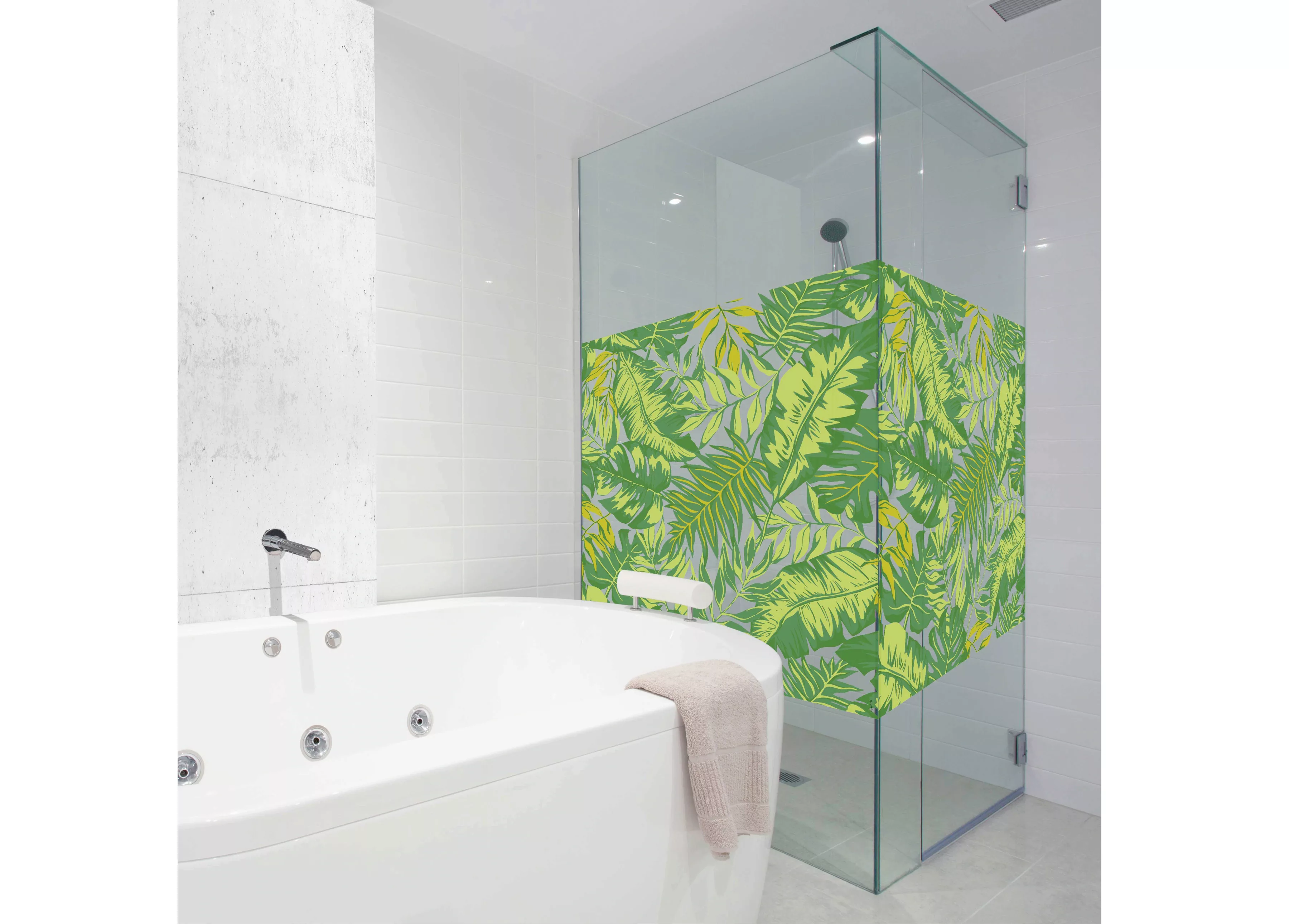 MySpotti Fensterfolie "Look Palm Leaves green", halbtransparent, glattstati günstig online kaufen