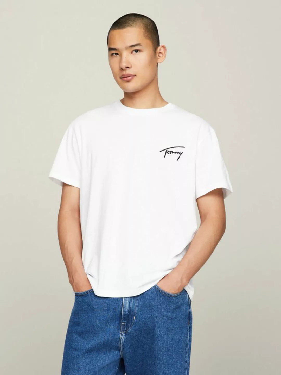 Tommy Jeans T-Shirt TJM REG SIGNATURE TEE EXT mit aufgesticktem Signatur-Lo günstig online kaufen