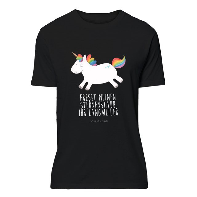 Mr. & Mrs. Panda T-Shirt Einhorn Happy - Schwarz - Geschenk, T-Shirt, Pegas günstig online kaufen