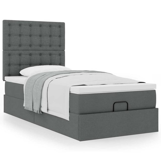 vidaXL Bett Ottoman-Bett mit Matratze Dunkelgrau 80x200 cm Stoff günstig online kaufen