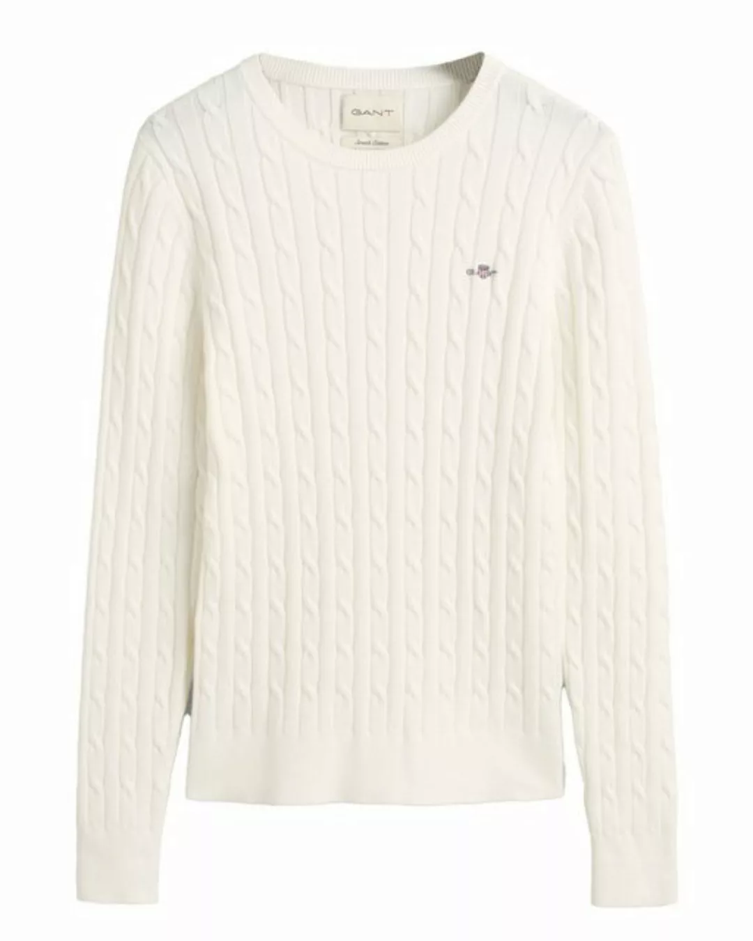 Gant Rundhalspullover STRETCH COTTON CABLE V-NECK günstig online kaufen