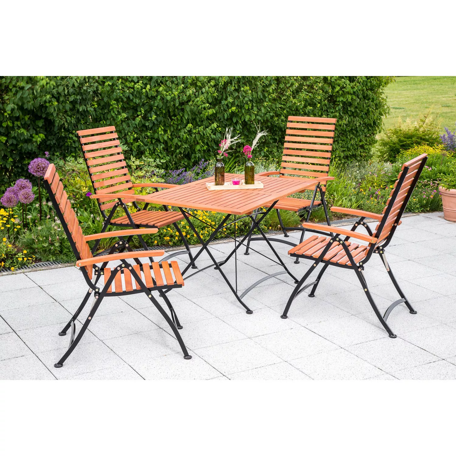 Gartenmöbel-Set Schlossgarten 5-tlg. Braun inkl. Tisch 120 cm x 80 cm günstig online kaufen