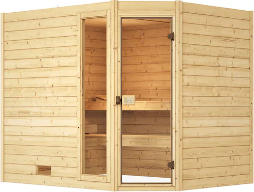 weka Sauna »Massivholzsauna VALIDA Eck 3«, Blockbohlen, Fensterlement, mode günstig online kaufen