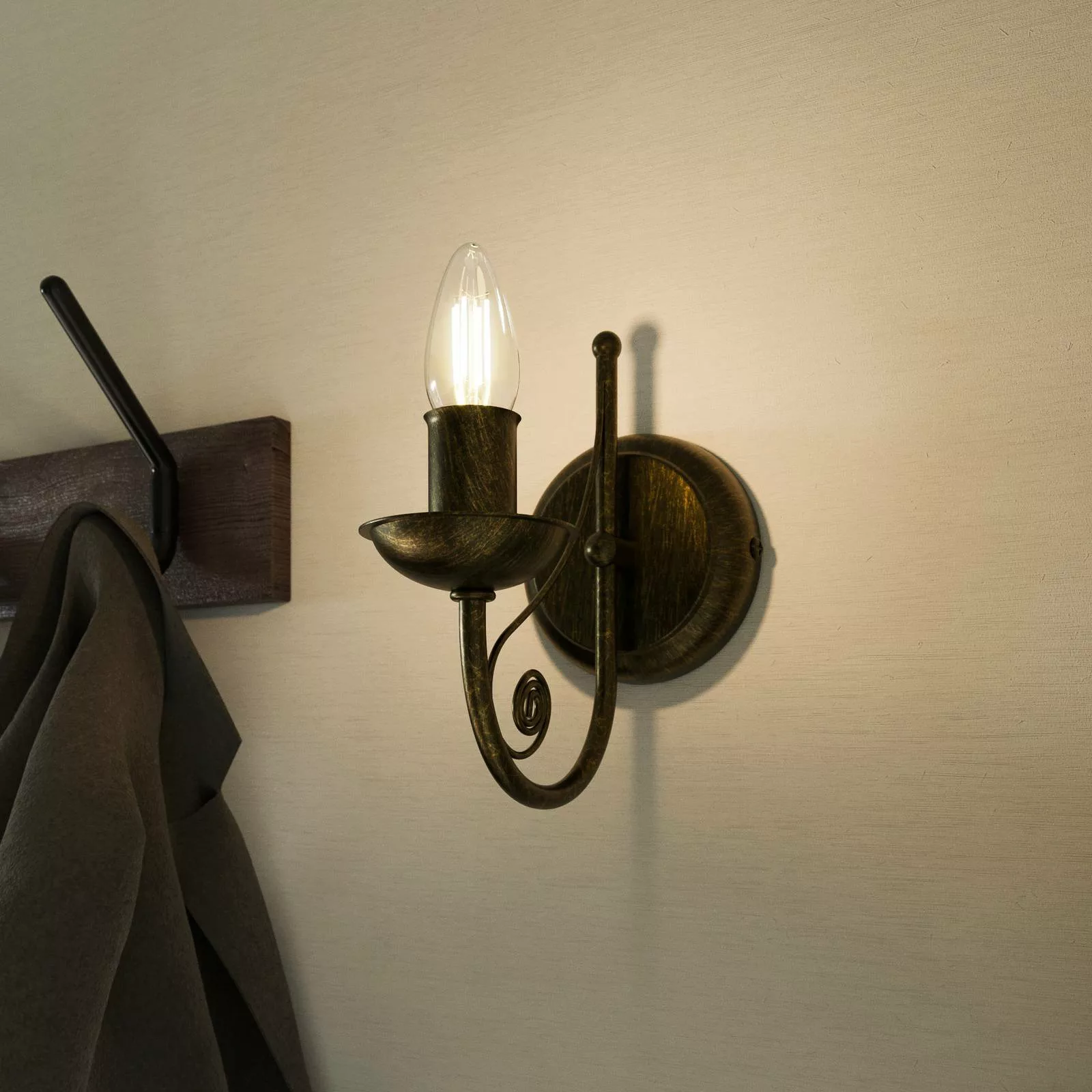 Wandlampe Ayleen aus Stahl ohne Schirm, schwarz günstig online kaufen