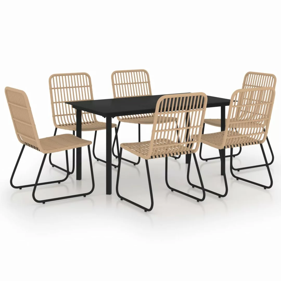 7-tlg. Garten-essgruppe Poly Rattan Und Glas günstig online kaufen