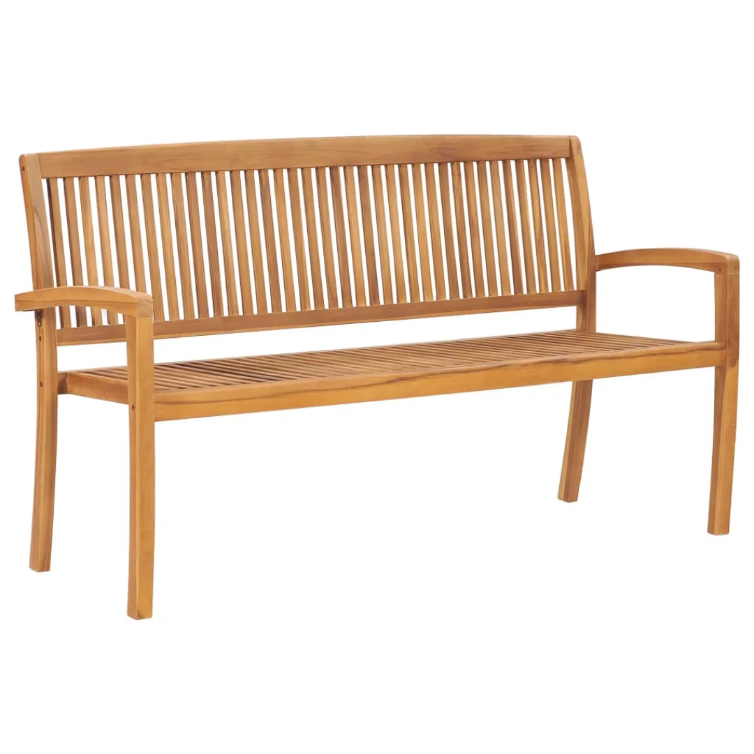 Stapelbare 3-sitzer Gartenbank 159 Cm Massivholz Teak günstig online kaufen