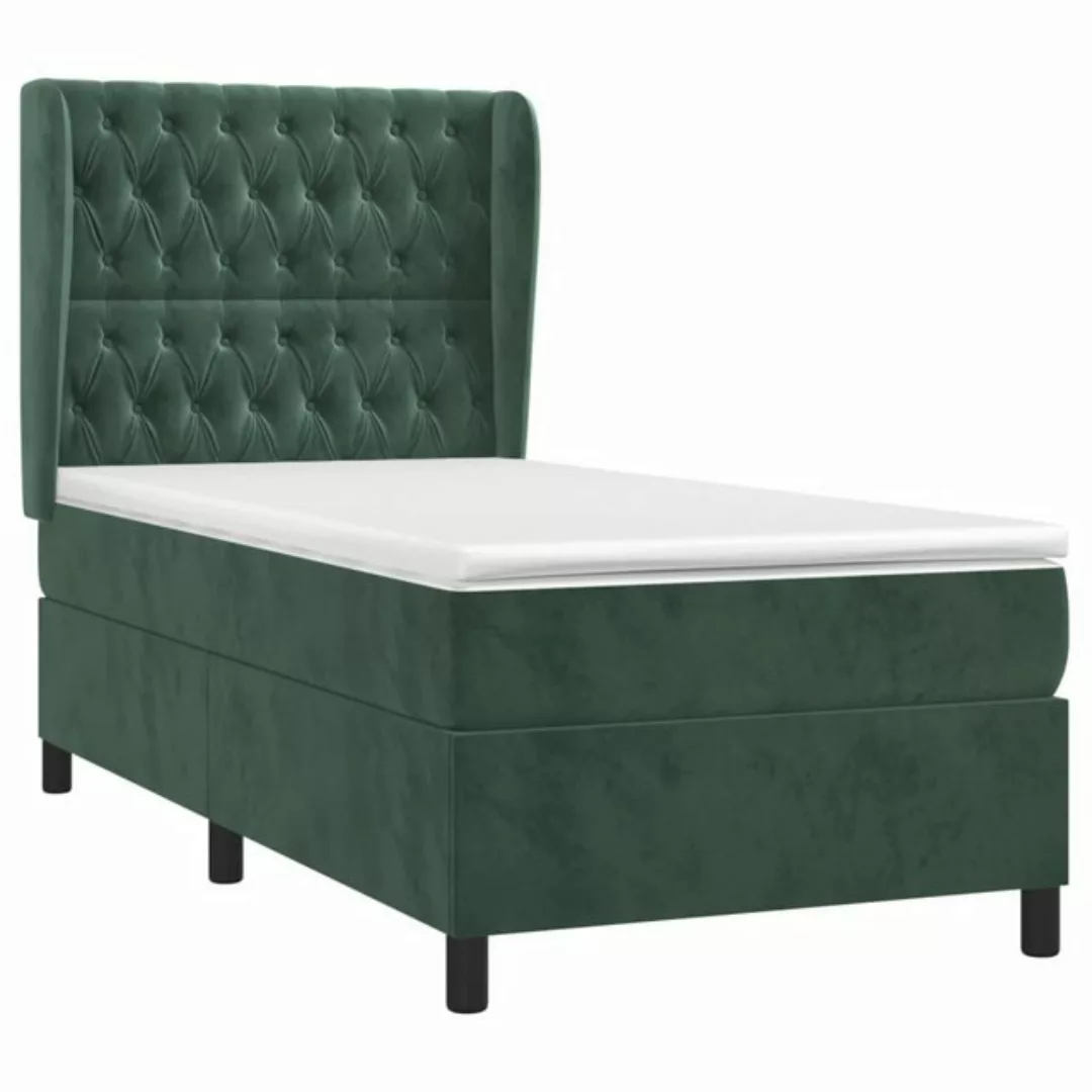 vidaXL Boxspringbett Boxspringbett mit Matratze Dunkelgrün 100x200 cm Samt günstig online kaufen