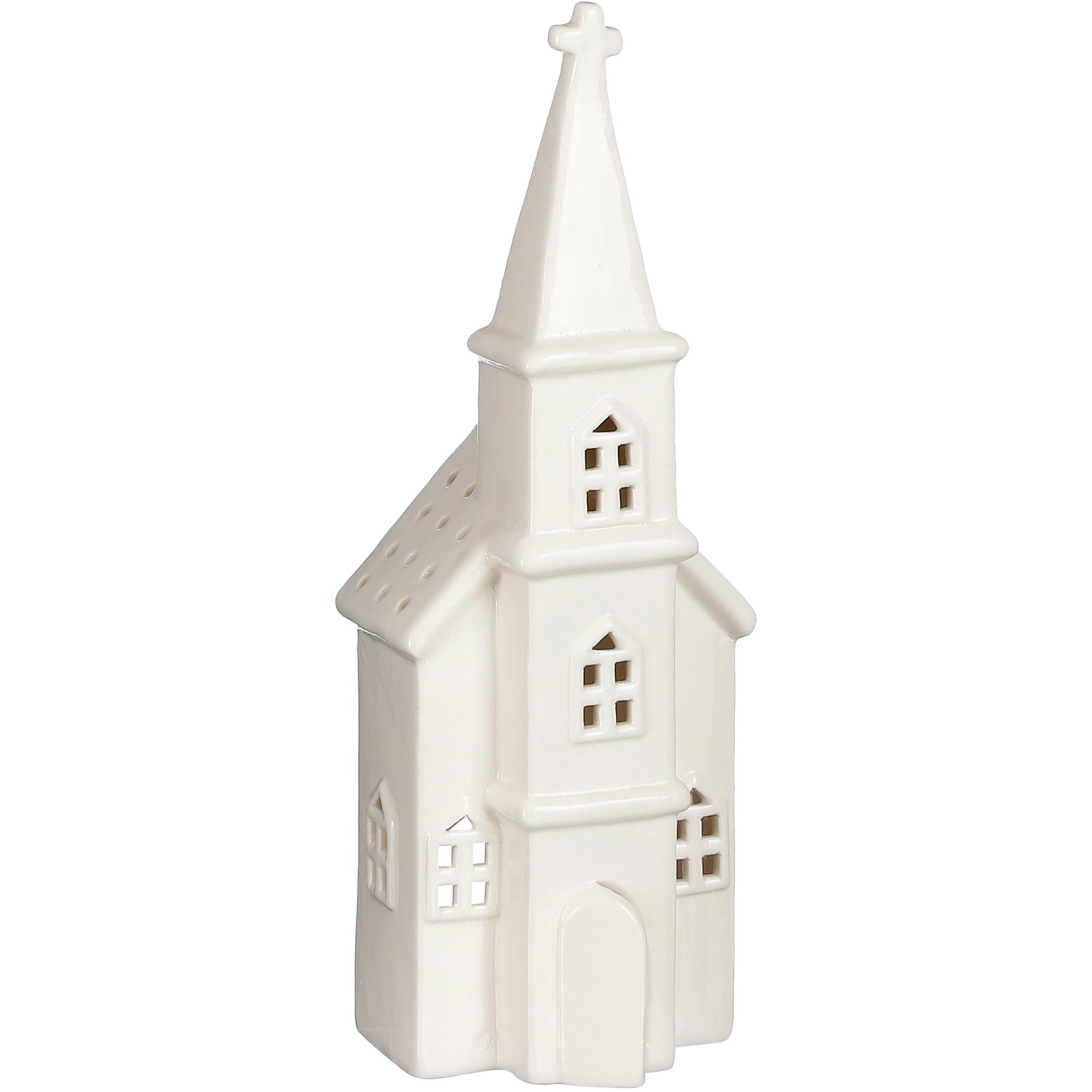 House of Seasons Teelichthalter Kirche 11 cm x 9 cm x 30 cm Wieß günstig online kaufen