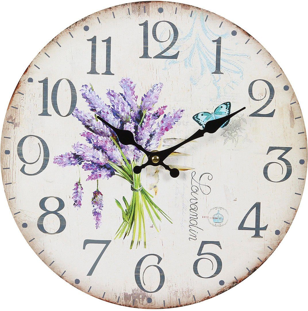 Ambiente Haus Wanduhr "Lavendel Wanduhr 28cm" günstig online kaufen