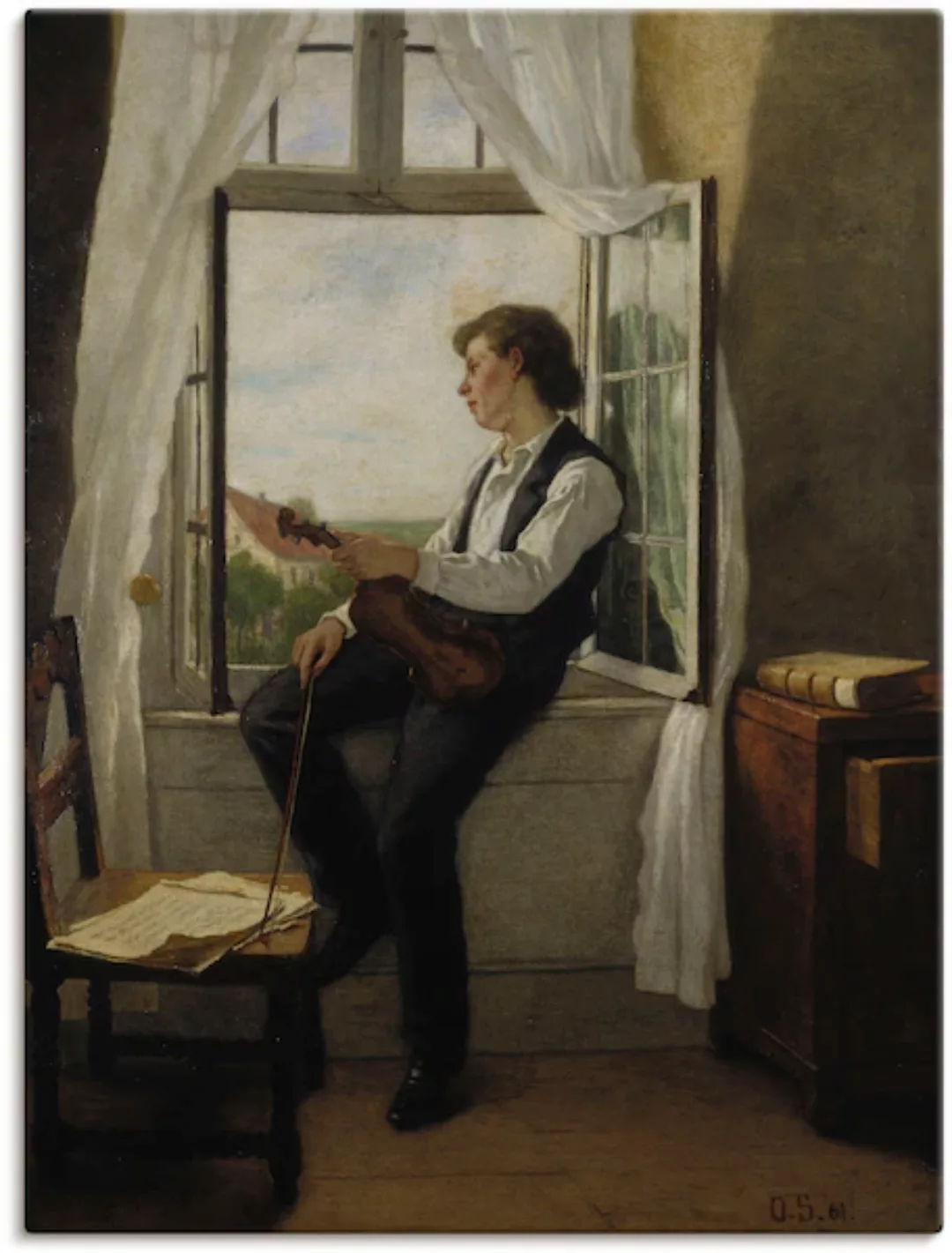 Artland Leinwandbild "Der Geiger am Fenster. 1861", Mann, (1 St.) günstig online kaufen