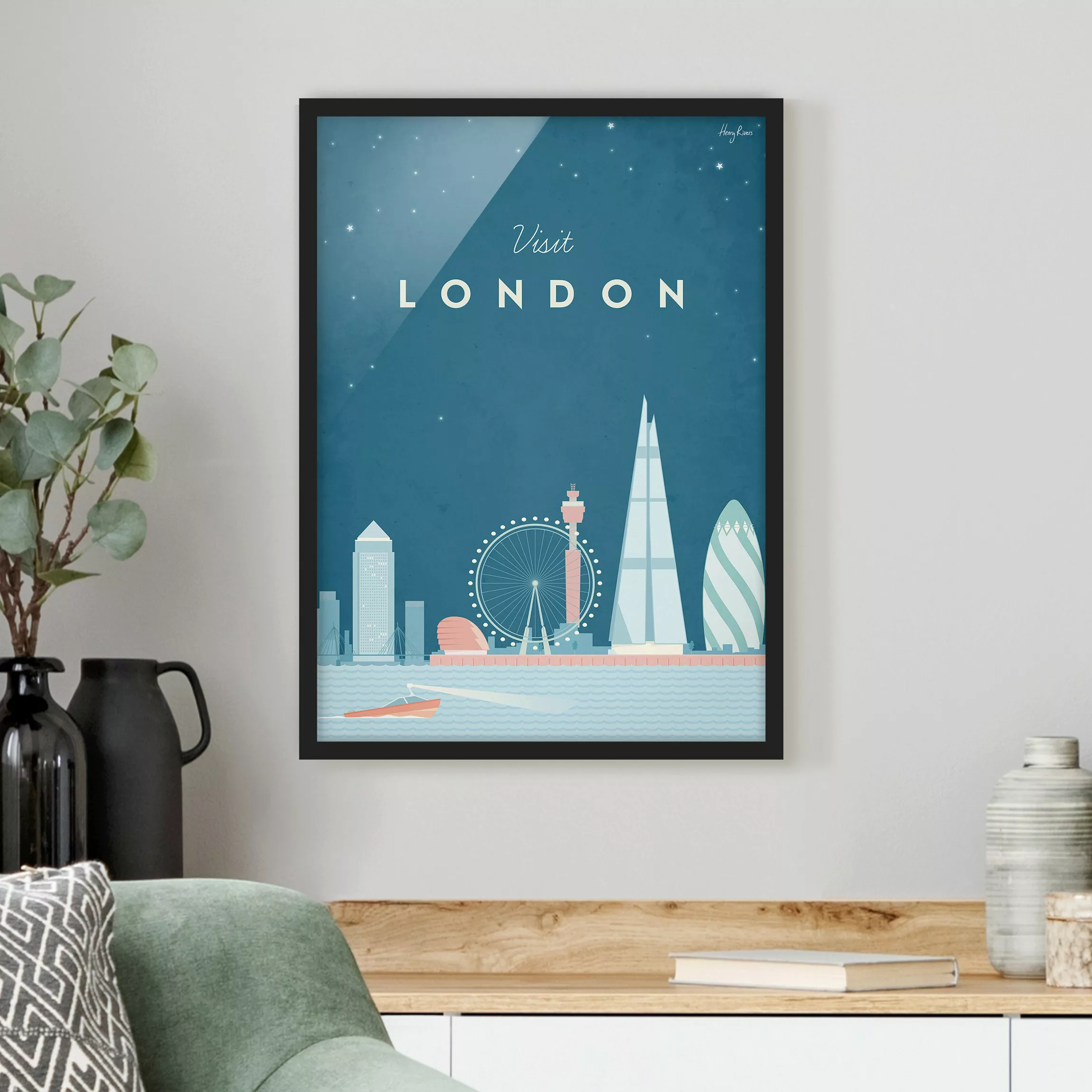 Bild mit Rahmen Architektur & Skyline - Hochformat Reiseposter - London günstig online kaufen