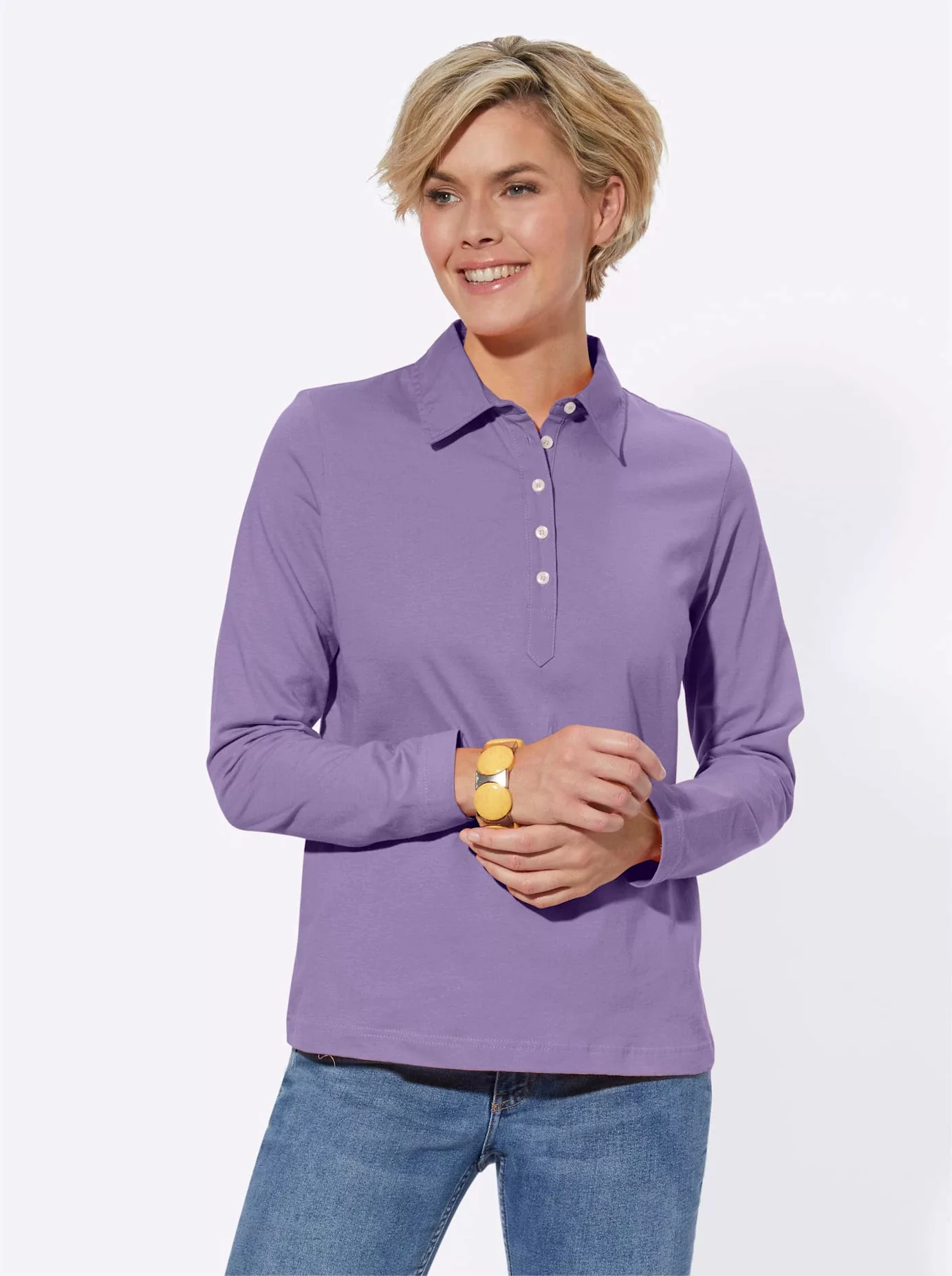 Casual Looks Langarm-Poloshirt "Poloshirt" günstig online kaufen