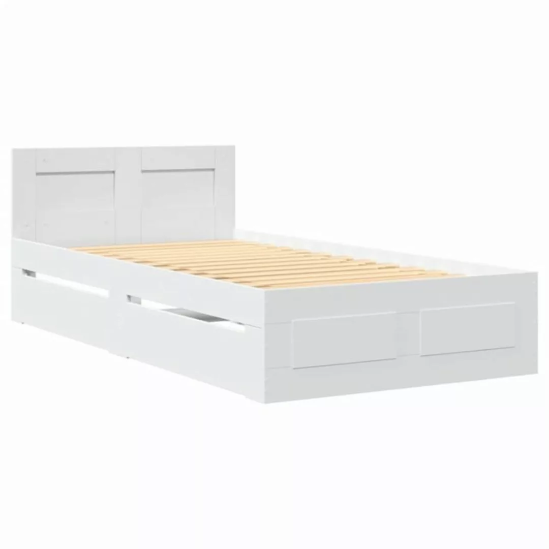 vidaXL Bett Bettgestell mit Kopfteil Weiß 90x190 cm Holzwerkstoff günstig online kaufen