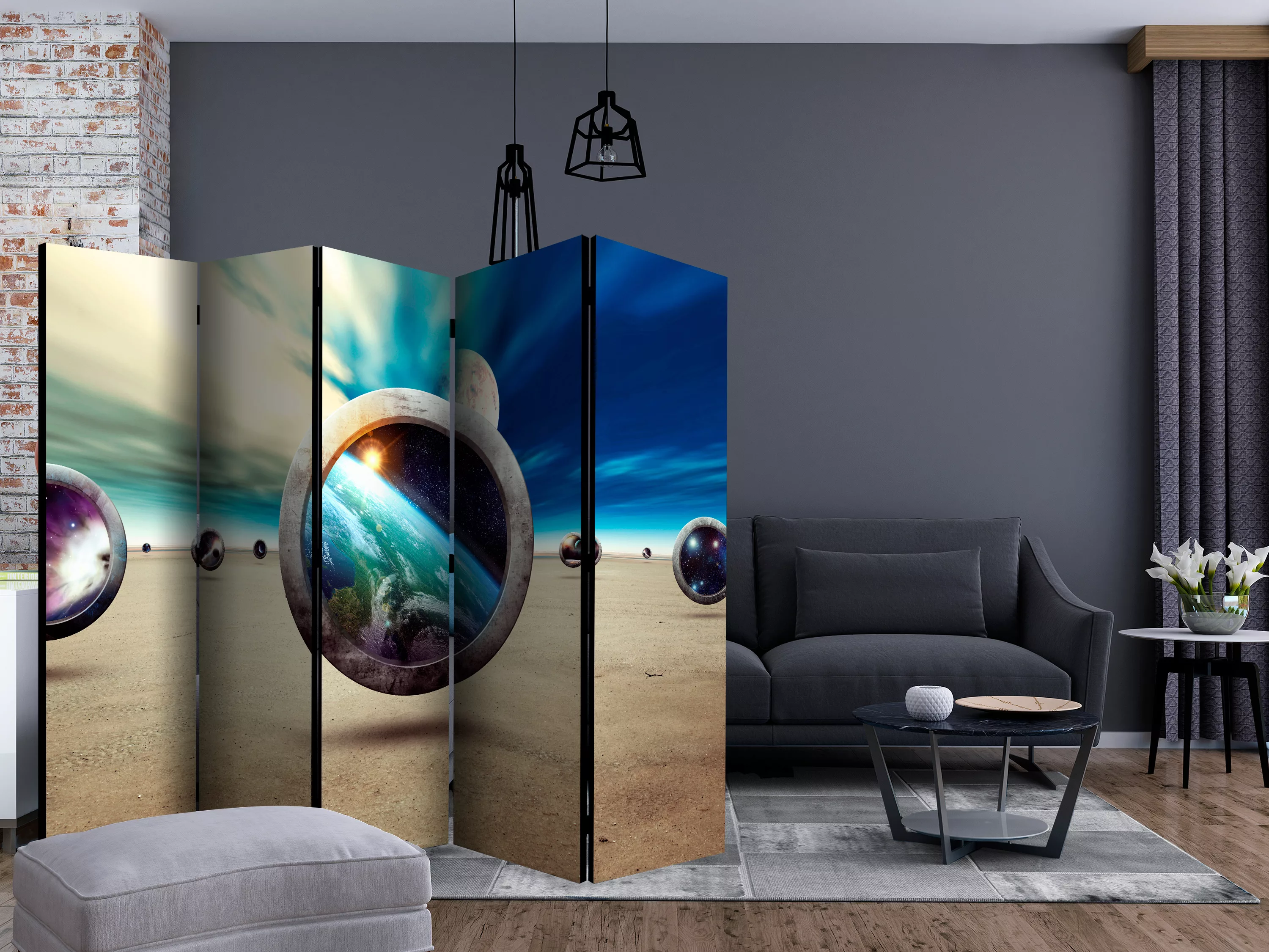 5-teiliges Paravent - Planet Walk Ii [room Dividers] günstig online kaufen