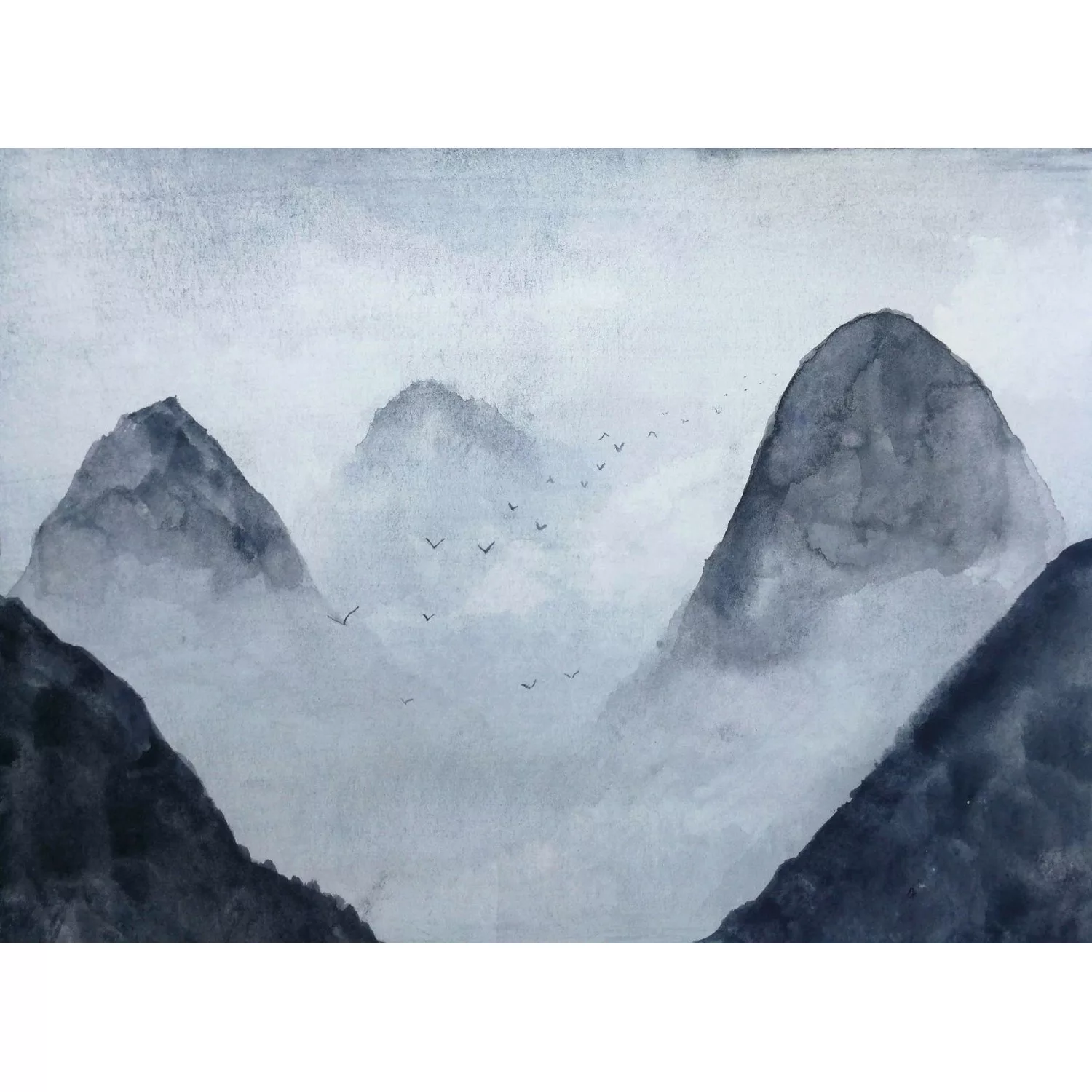 Fototapete Landschaft Berge Grau Blau 3,50 m x 2,55 m FSC® günstig online kaufen