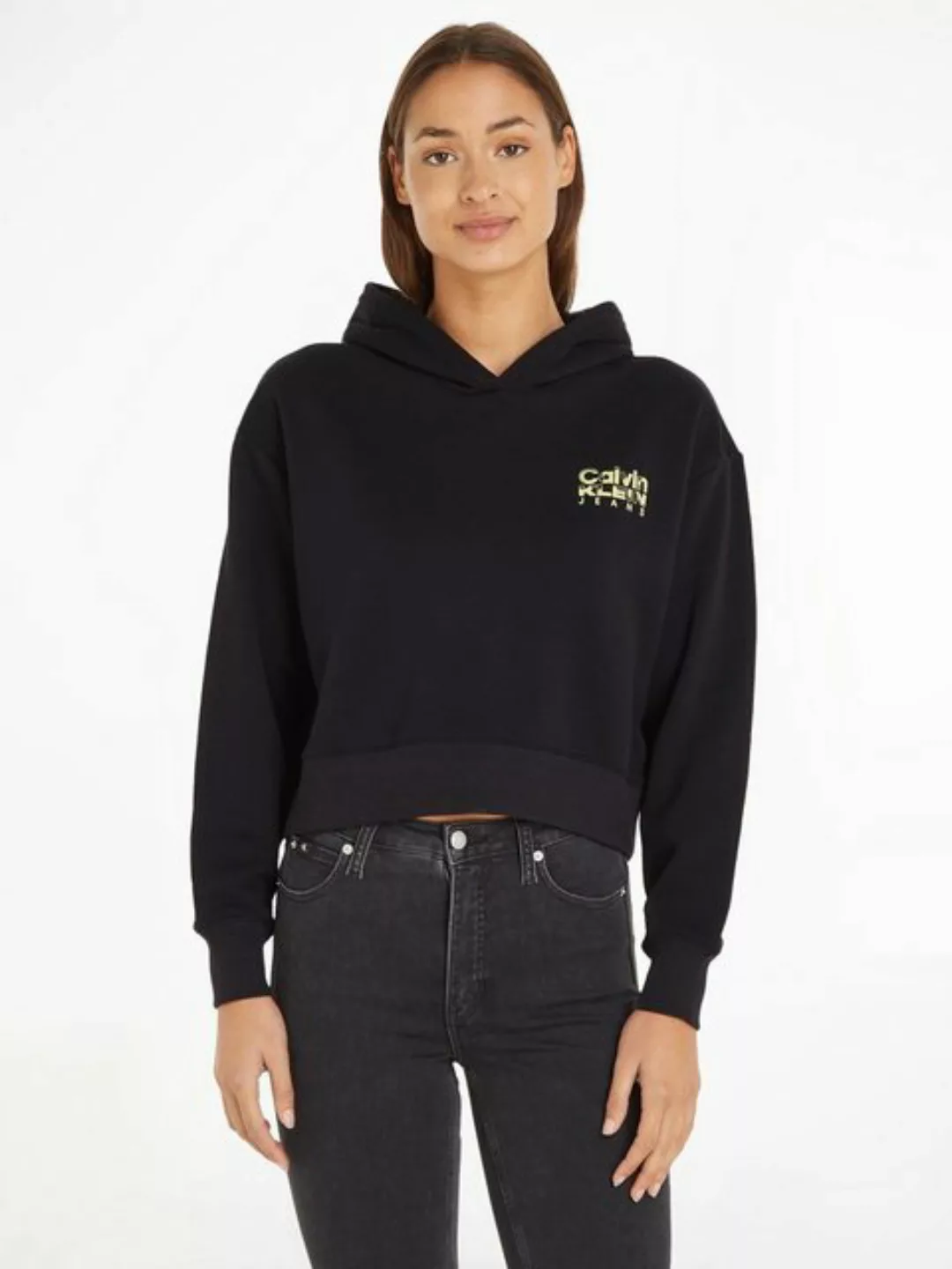 Calvin Klein Jeans Kapuzensweatshirt COLORFUL ARTWORK CROPPED HOODIE günstig online kaufen