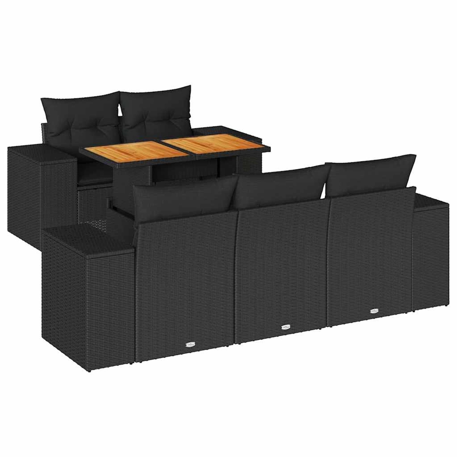 vidaXL 6-Tlg Garten-Sofagarnitur mit Kissen Schwarz Poly Rattan 3327324 günstig online kaufen