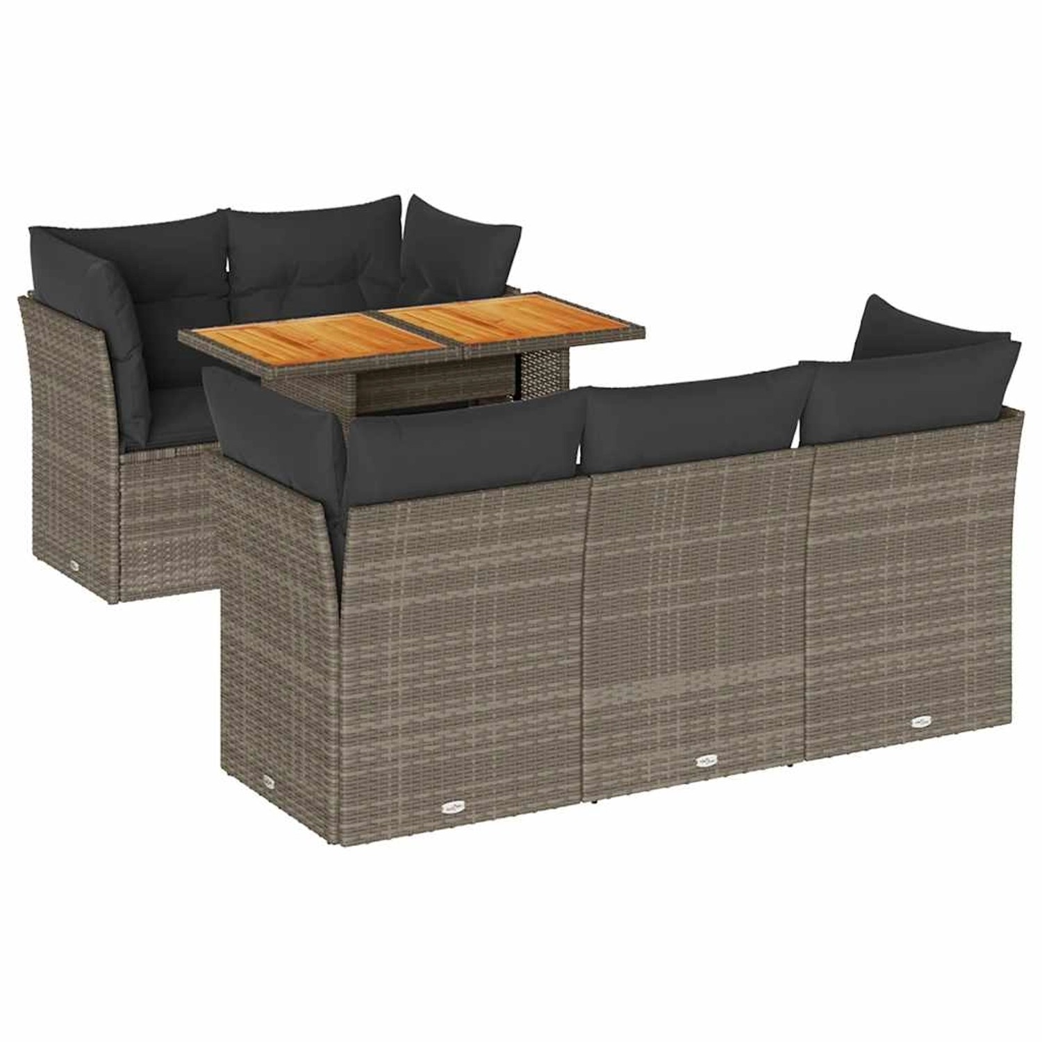 vidaXL 6-Tlg Garten-Sofagarnitur mit Kissen Grau Poly Rattan 3326888 günstig online kaufen