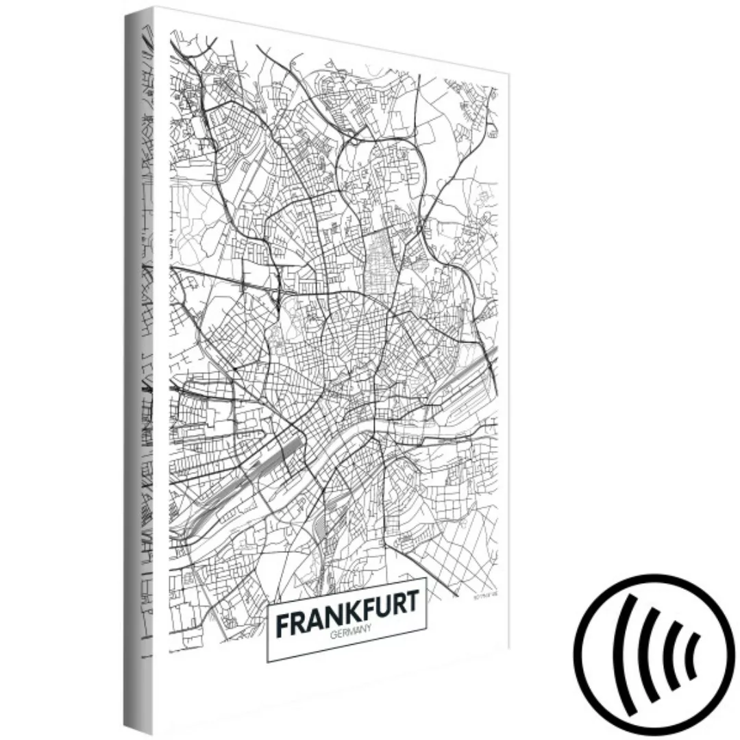Leinwandbild Straßen von Frankfurt - schwarz-weiße Stadtkarte der deutschen günstig online kaufen