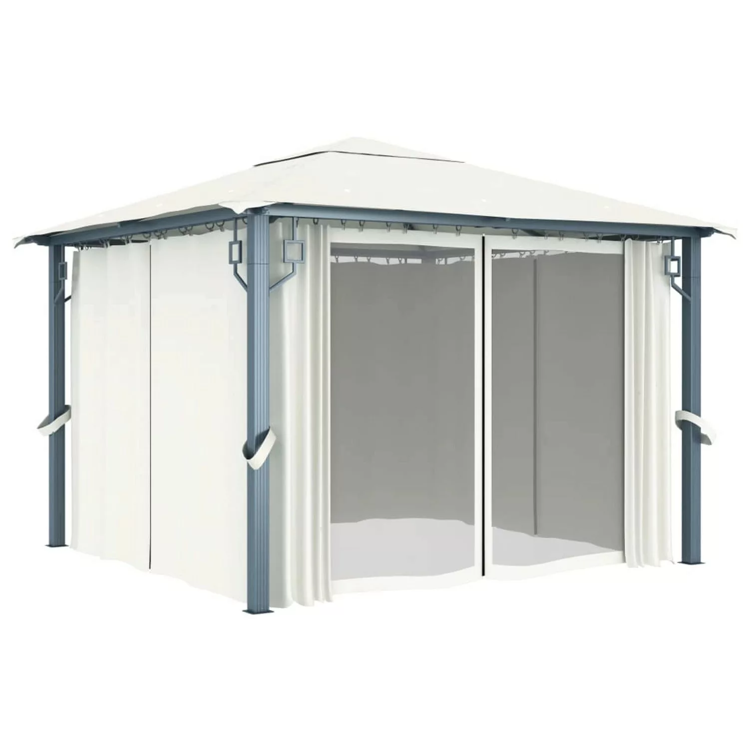 Pavillon Mit Vorhängen 300 X 300 Cm Creme Aluminium günstig online kaufen