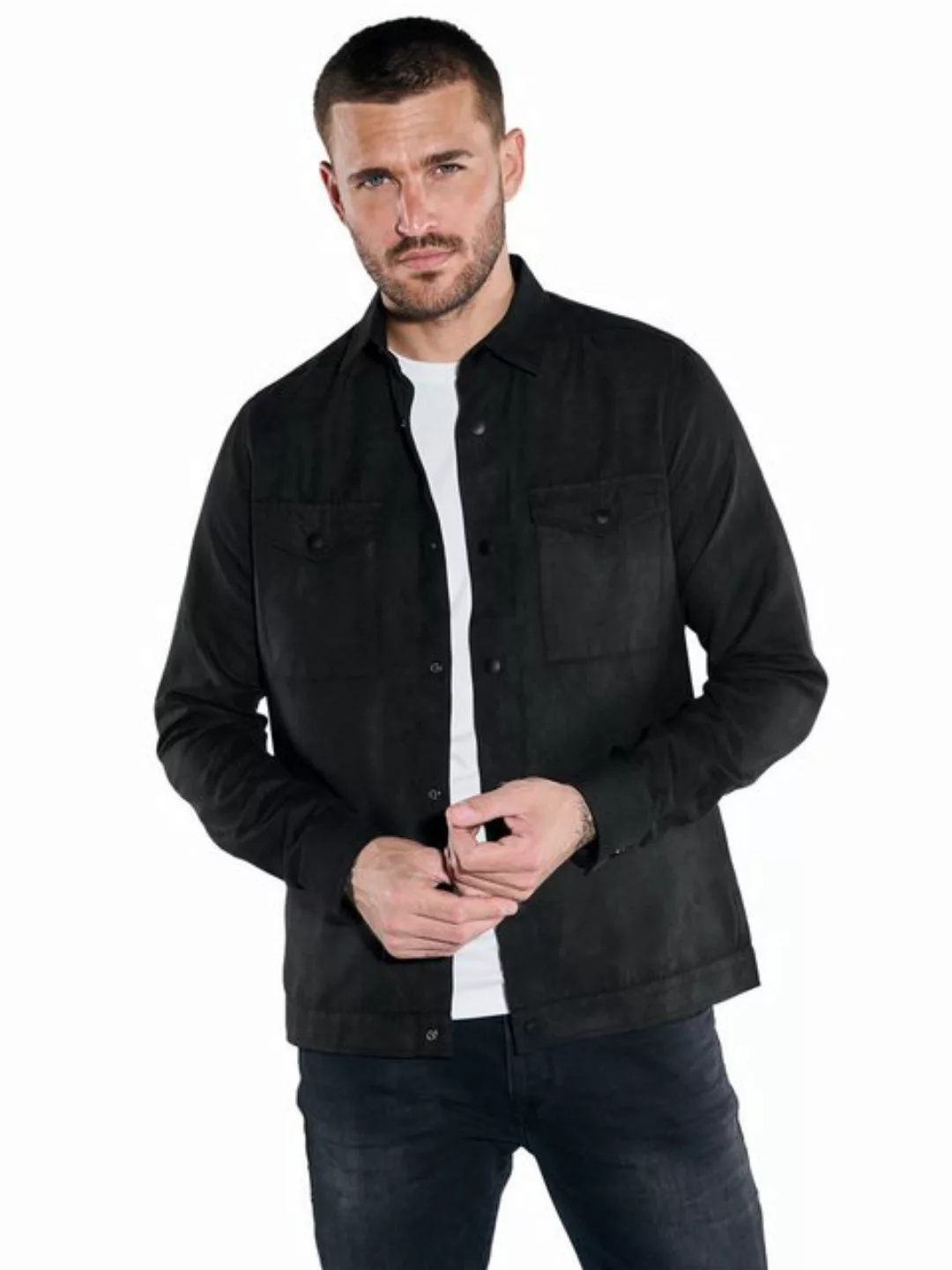 emilio adani Langarmhemd Overshirt in Suedeoptik uni günstig online kaufen