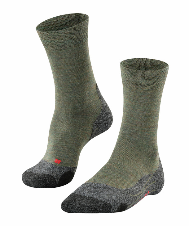 FALKE TK2 Melange Herren Wandersocken, 42-43, Grün, Schurwolle, 16162-79260 günstig online kaufen