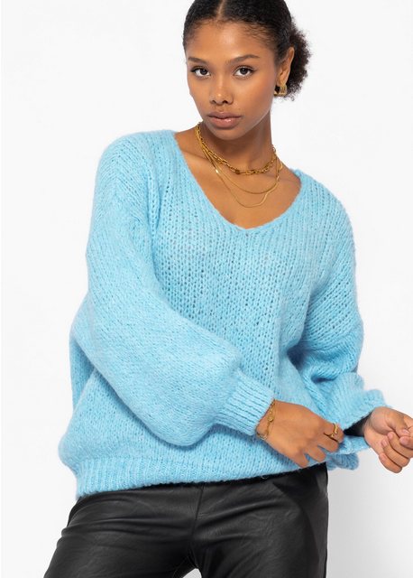 SASSYCLASSY Strickpullover Oversize Pullover Damen mit V-Ausschnitt Elegant günstig online kaufen