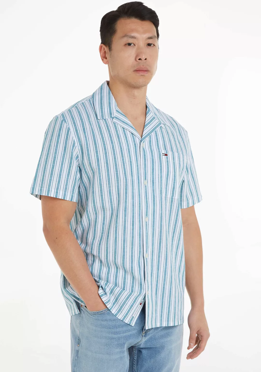 Tommy Jeans Plus Kurzarmhemd "TJM STRIPE LINEN SS SHIRT EXT", Große Größen, günstig online kaufen