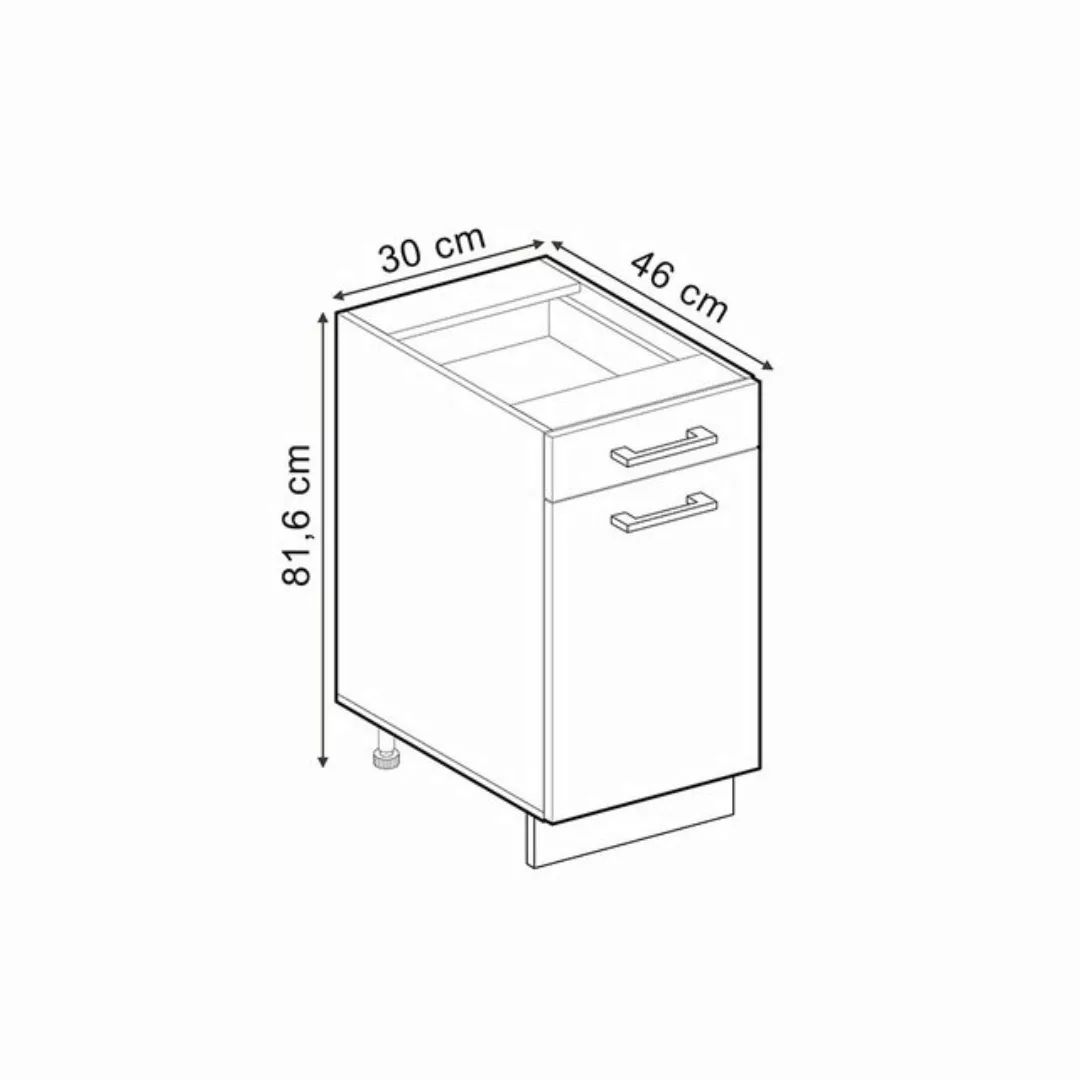 Vicco Unterschrank R-Line, Artisan-Eiche/Anthrazit, 30 cm ohne Arbeitsplatt günstig online kaufen