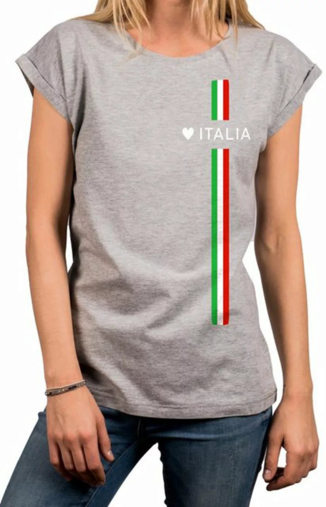 MAKAYA Print-Shirt Damen Italienische Mode Italia Top Italien Trikot Herz I günstig online kaufen
