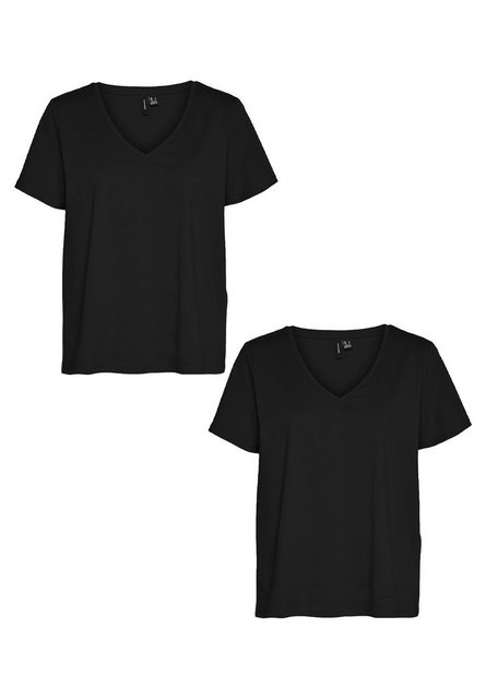 Vero Moda T-Shirt T-Shirt 2er-Set Basic V-Ausschnitt Top (2-tlg) 7495 in Sc günstig online kaufen