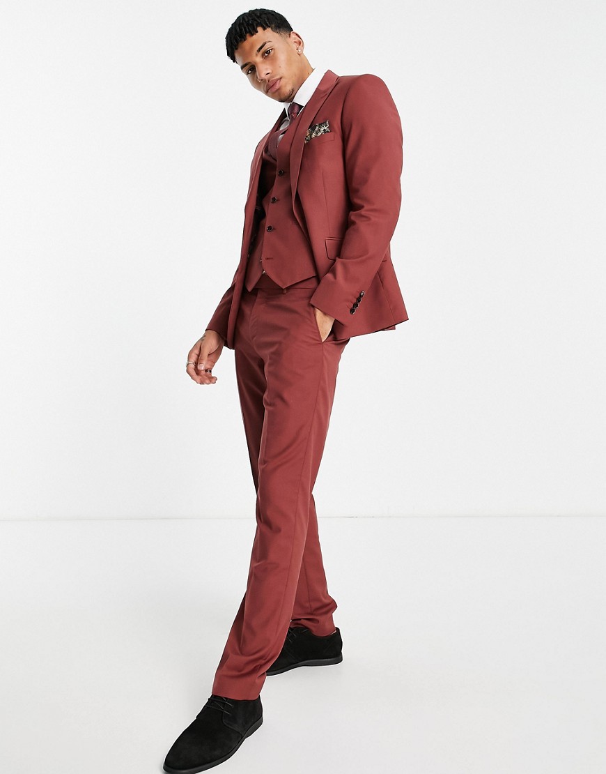 Harry Brown – Enge, schlichte Anzughose mit Stretchanteil-Braun günstig online kaufen