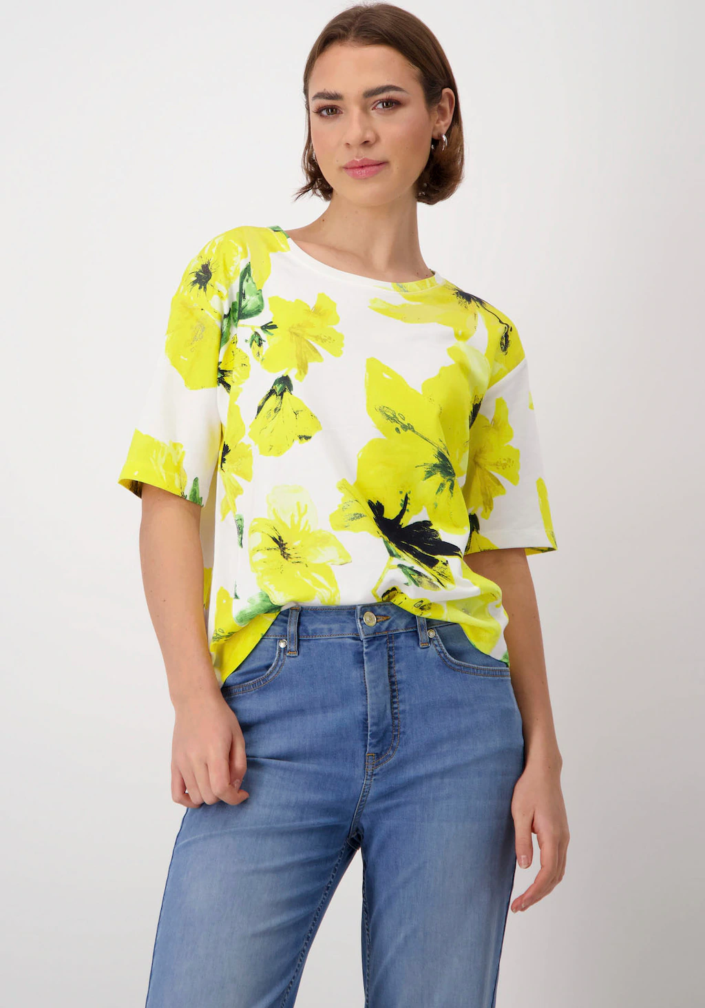 Monari Rundhalsshirt mit Blumendruck günstig online kaufen