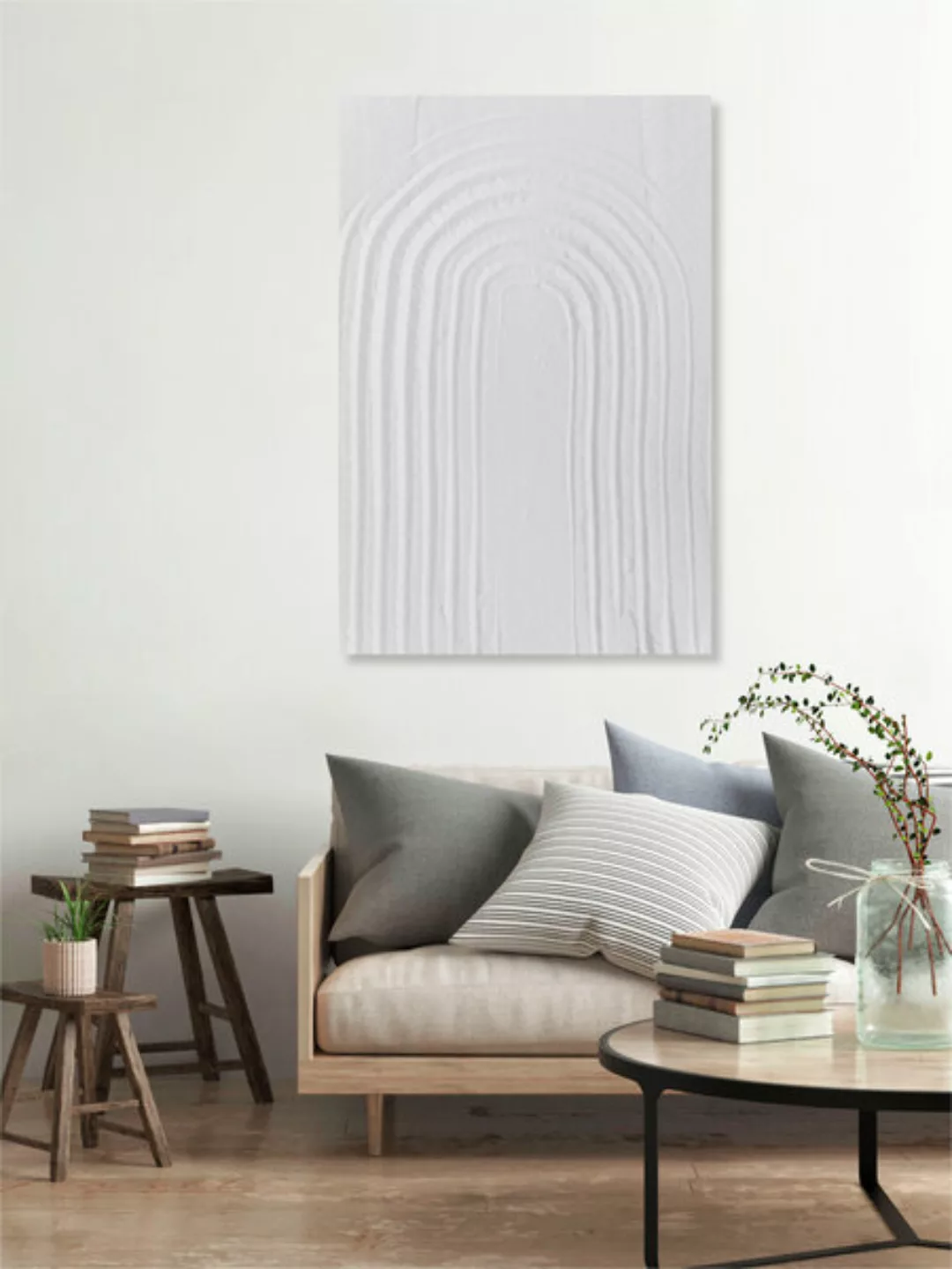 Poster / Leinwandbild - White Textures 2 - Minimal Rainbow günstig online kaufen