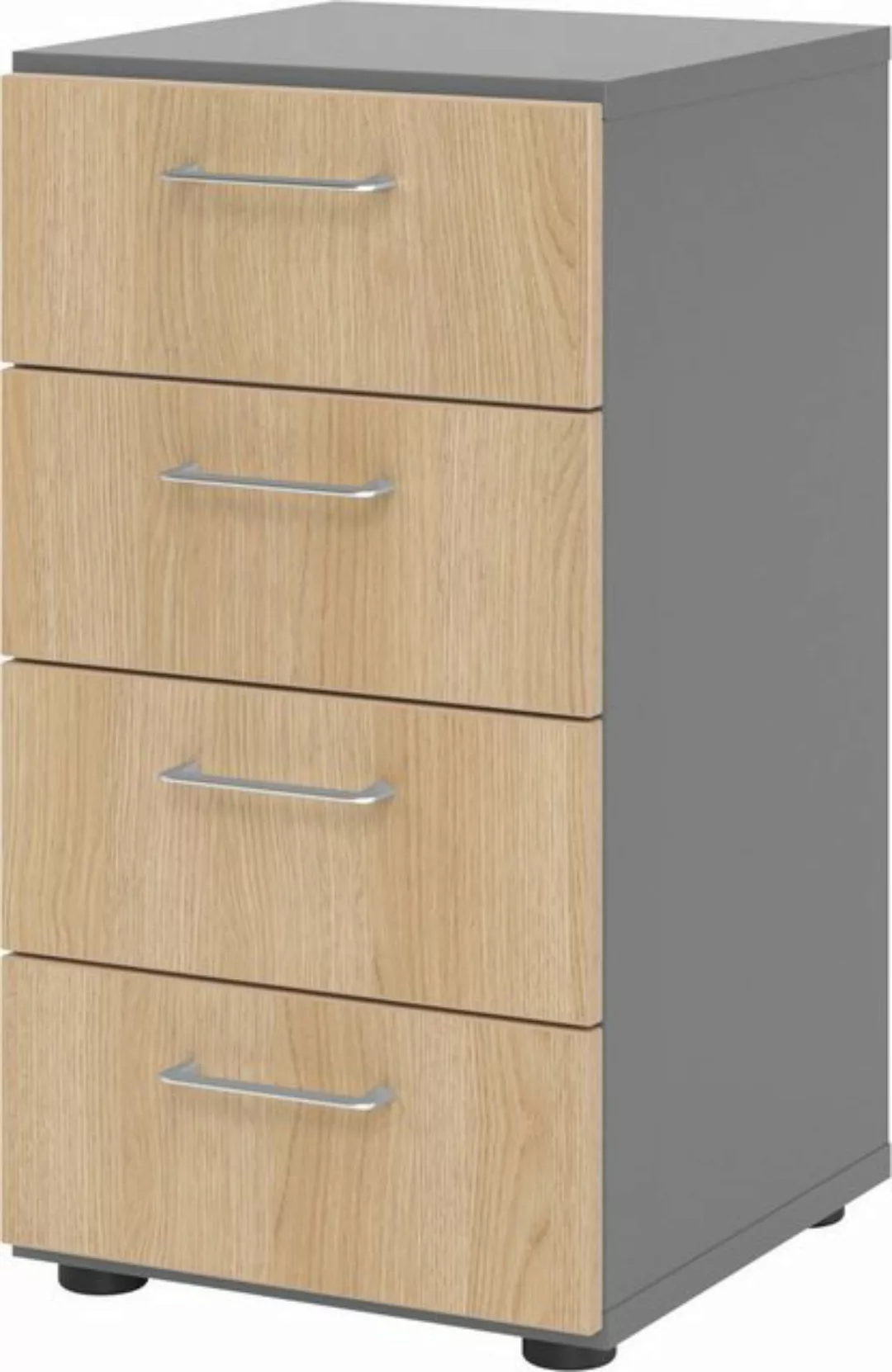 bümö Aktenschrank smart Schubladen Schrank - 4 Schübe Dekor: Graphit/Eiche günstig online kaufen