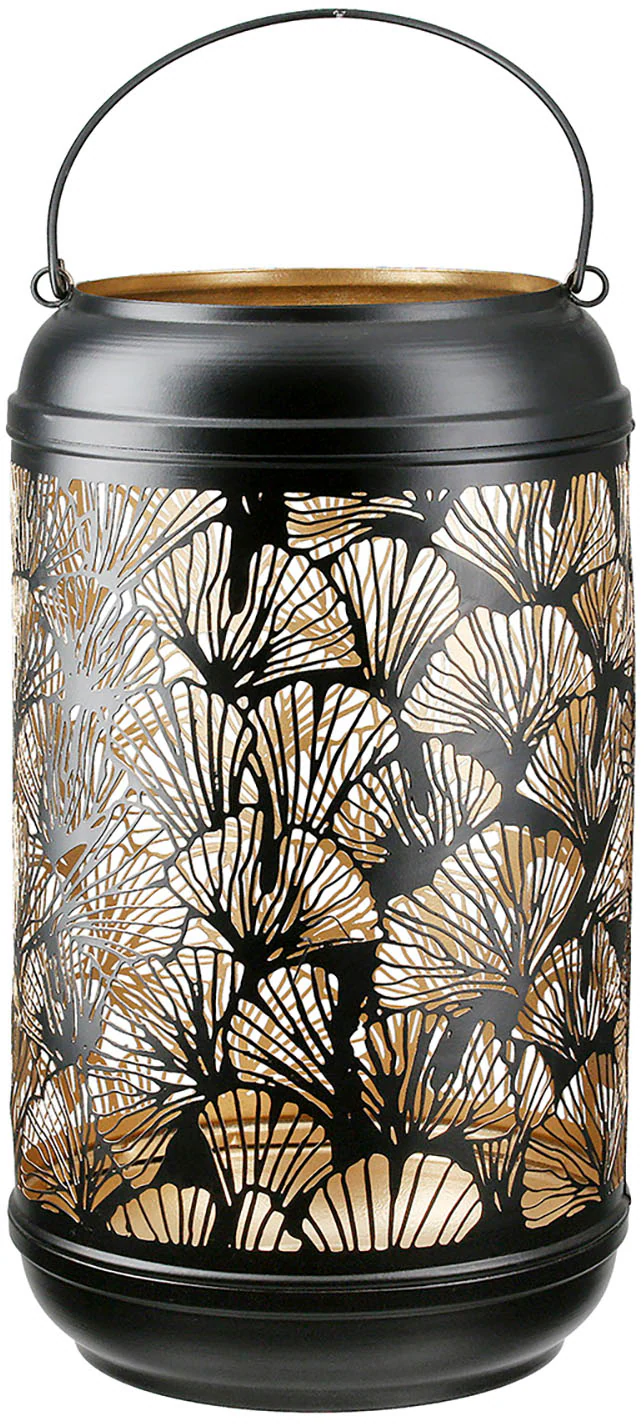 GILDE Windlicht "Windlicht Ginkgo, schwarz H.36 cm", (1 St.) günstig online kaufen