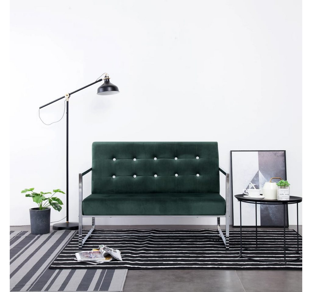 vidaXL Sofa 2-Sitzer-Sofa mit Armlehnen Dunkelgrün Chrom und Samt Couch günstig online kaufen